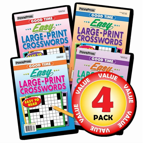 Penny Dell Easy-as-Pie Large-Print Crosswords 4-Pack