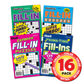 Penny Press Fill-In Puzzles 16-Pack - Brain Teasing Crossword & Word Games