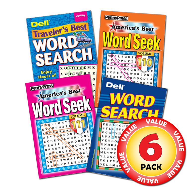 Penny Press Dell Word Seek 6-Pack, Over 500 Puzzles, Paperback
