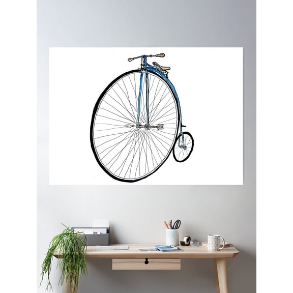 Penny Farthing Poster Wall Art, Modern Wall Decor For Living Room Bedroom, 8x12 UNFRAMED