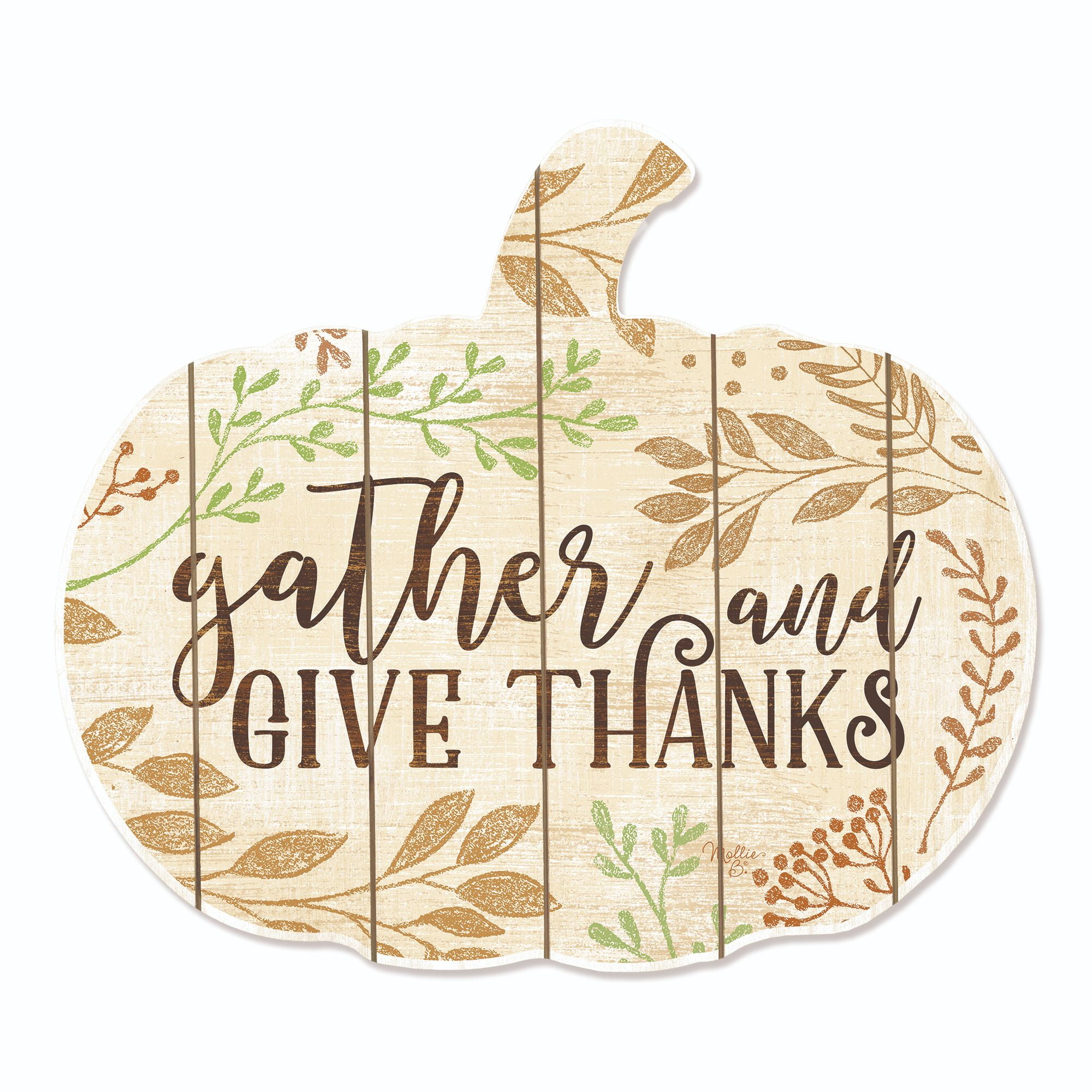 17" Beige and Brown Wooden Pumpkin Thanksgiving Wall Decor
