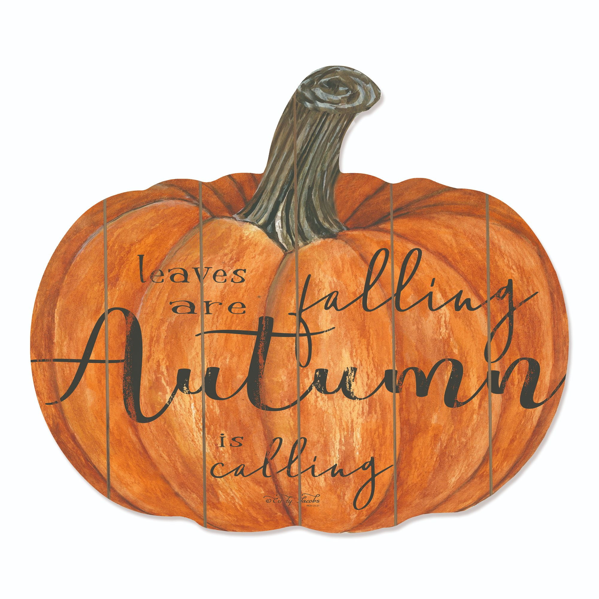 17" Orange and Brown Wooden Pumpkin Wall Decor