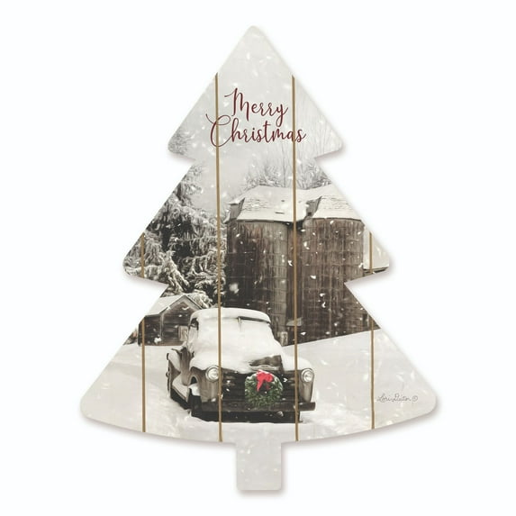 Penny Lane Publishing 18" White and Brown "Merry Christmas" Vintage Truck Hanging Tree Wall Decor