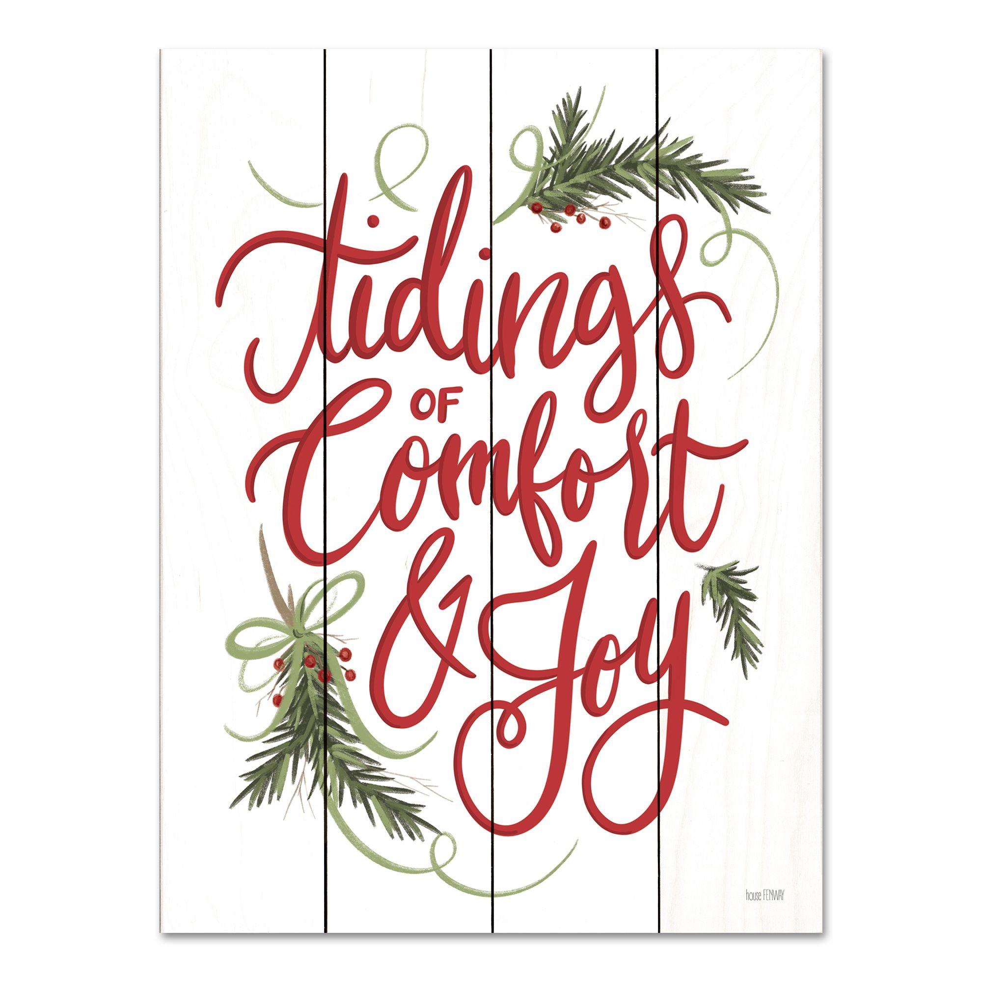 Red and White Christmas Comfort and Joy Wall Art Decor