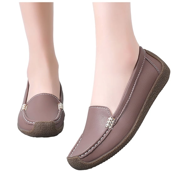 Penny Loafers for Women Thick Soft Sole Nonslip Driving Shoes Comfortable Casual Slip on Walking Shoes Moccasins Purple Size 10