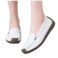 thumbnail image 1 of Penny Loafers for Women Thick Soft Sole Nonslip Driving Shoes Comfortable Casual Slip on Walking Shoes Moccasins White Size 7, 1 of 7