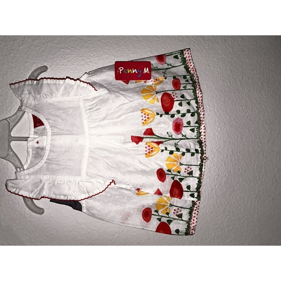 Penny M Sundress Infant Toddler Girls Floral Sun Dress 3T White Floral w/ Denim Shorts