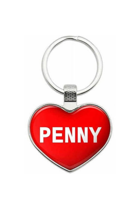 Penny - Names Female Metal Heart Keychain Key Chain Ring, Multiple Colors Available