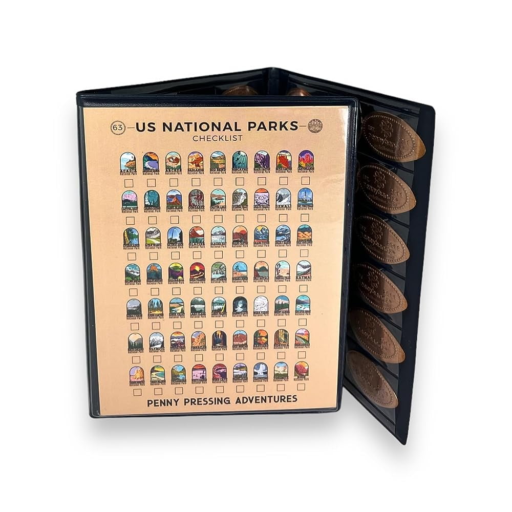 Penny Postcard TriFold Pressed Penny Collector Book Holds 60 Pressed