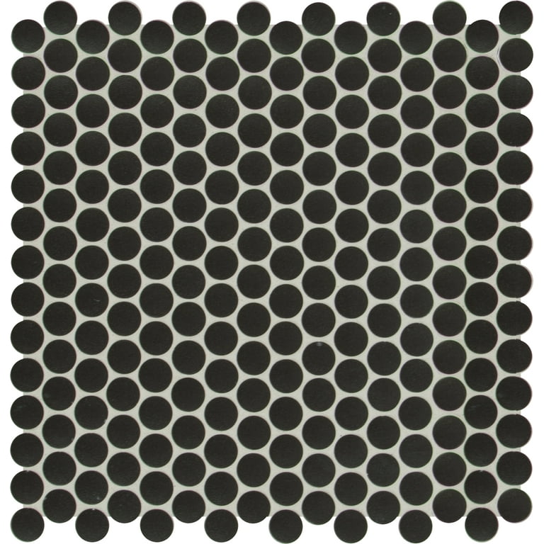 Penny Round Nero 11.3 in. x 12.2 in. x 6 mm Porcelain Mesh