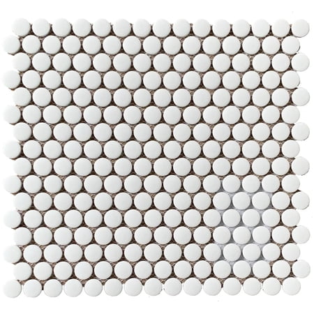 Penny Round White 12.4-in x 11-1/2 Matte Glazed Porcelain Mosaic Floor and Wall Tile( 20 sq. ft. /Box )
