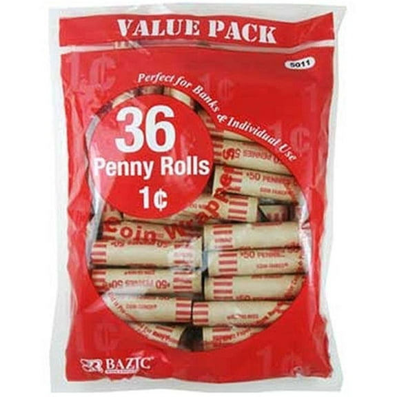 Penny Tubes Paper Coin Wrappers, 36 Per Pack …