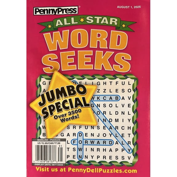 Pennypress All Star Word Seeks Magazine August 1,2026