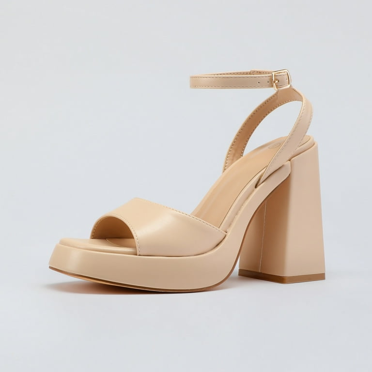 Nude chunky platform heel hotsell