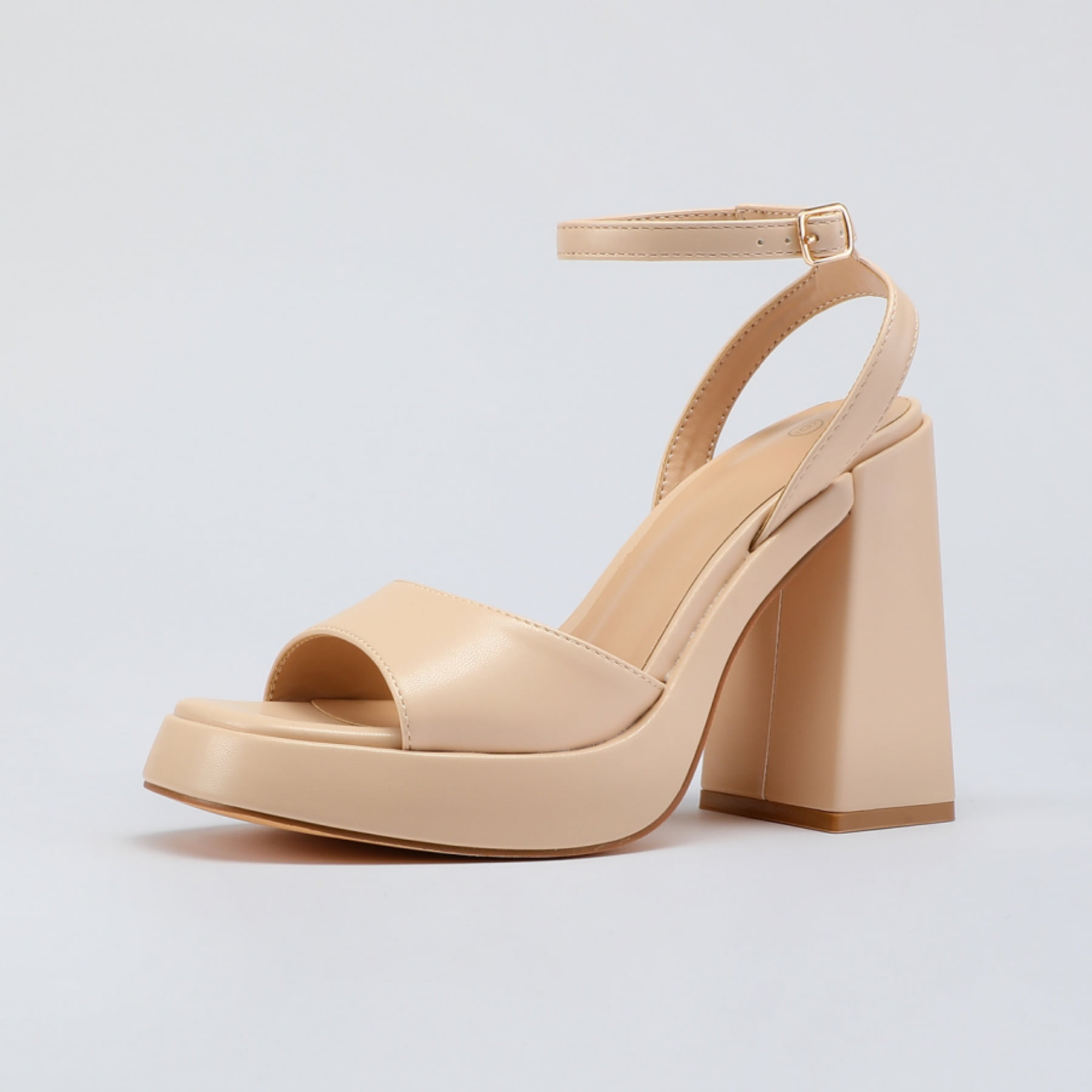 Nude chunky platform heels hotsell