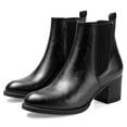 thumbnail image 1 of Pennysue Women Chelsea Boots Black Pu Female Chunky Heel Ankle Booties 10M, 1 of 8