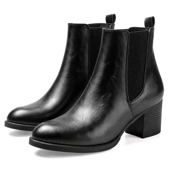 Pennysue Women Chelsea Boots Black Pu Female Chunky Heel Ankle Booties 10M
