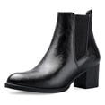 thumbnail image 1 of Pennysue Women Chelsea Boots Black Pu Female Chunky Heel Ankle Booties 6.5M, 1 of 6