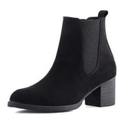PENNY SUE Pennysue Women Chelsea Boots Black Suede Female Chunky Heel Ankle Booties 7M