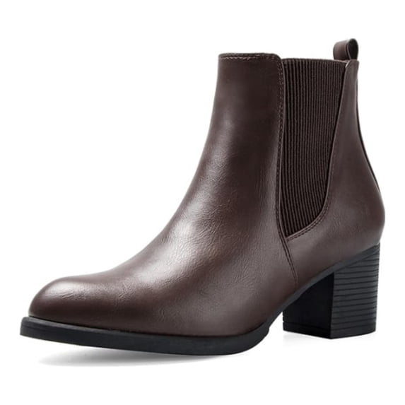 Pennysue Women Chelsea Boots Dark Brown Female Chunky Heel Ankle Booties 7M