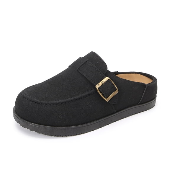 Pennysue Women Clogs Slip On Suede Mule Shoes Buckle Arch Support Comfortable Casual House Slippers Outdoor Work