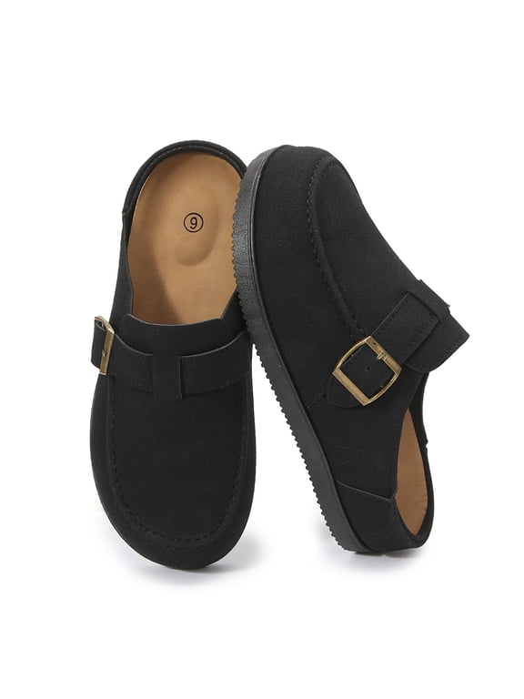 Pennysue Women Clogs Slip On Suede Mule Shoes Buckle Arch Support Comfortable Casual House Slippers Outdoor Work