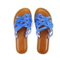thumbnail image 1 of Pennysue Women Strappy Slippers Summer Blue Flat Sandals Size 10, 1 of 6