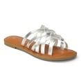 thumbnail image 1 of Pennysue Women Strappy Slippers Summer Grey Flat Sandals Size 11, 1 of 6