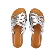 PENNY SUE Pennysue Women Strappy Slippers Summer Red Flat Sandals Size 7