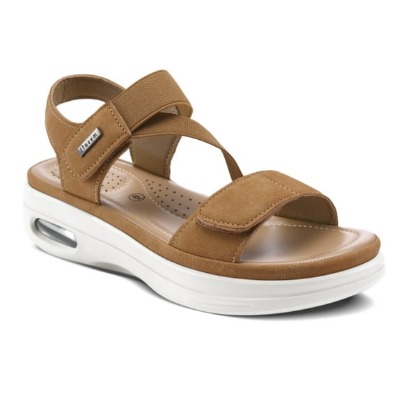 Pennysue Women's Air Cushion Support Sandals Brown Platform Ankle Strap Wedge Sandals 10M