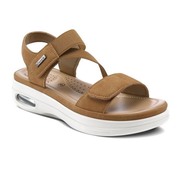 Pennysue Women's Air Cushion Support Sandals Brown Platform Ankle Strap Wedge Sandals 7M