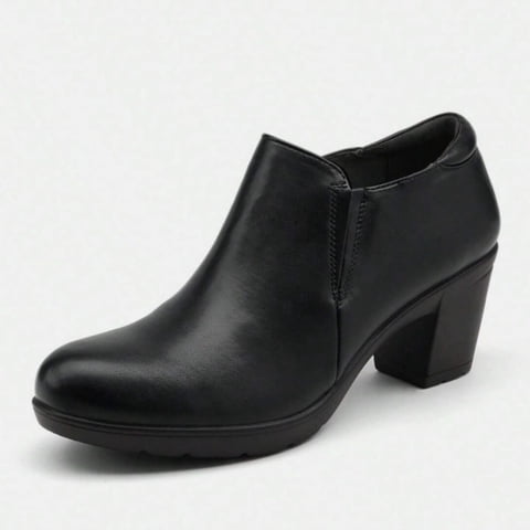 Pennysue Women's Ankle Boots Black Low Chunky Stacked Heel booties 8M