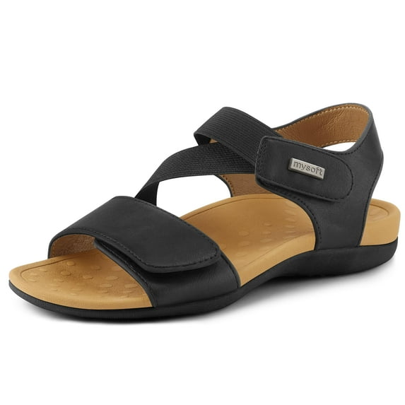 Pennysue Women's Arch Support Sandals Black Lightweight Walking Sandals 10M