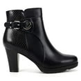thumbnail image 1 of Pennysue Women's Black Short Boots Thin Chunky Heel Zipper Ankle Booties Size 7.5, 1 of 5