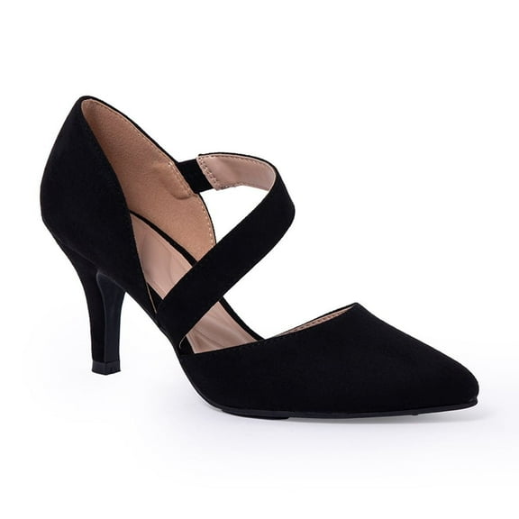 Pennysue Women's Black Strappy Short Heels With Pointed Toes Size 9