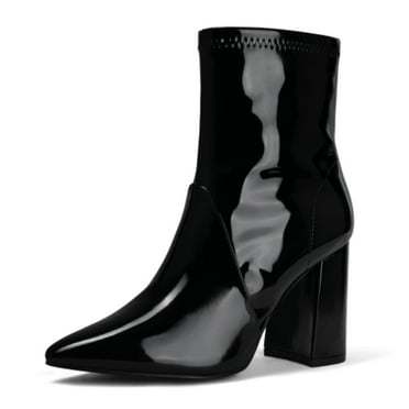 Pennysue Women's Block Heel Ankle Boots Black Mid Calf GoGo Boots 8M