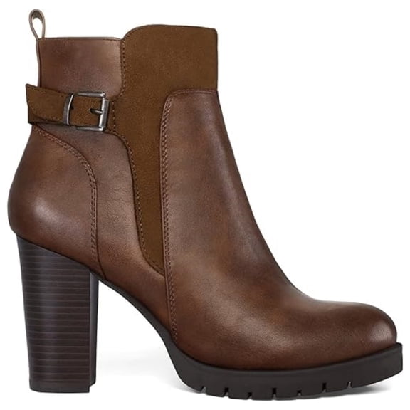 Pennysue Women's Chunky Heel Booties A1-Brown Zipper Ankle Booties Size 7.5