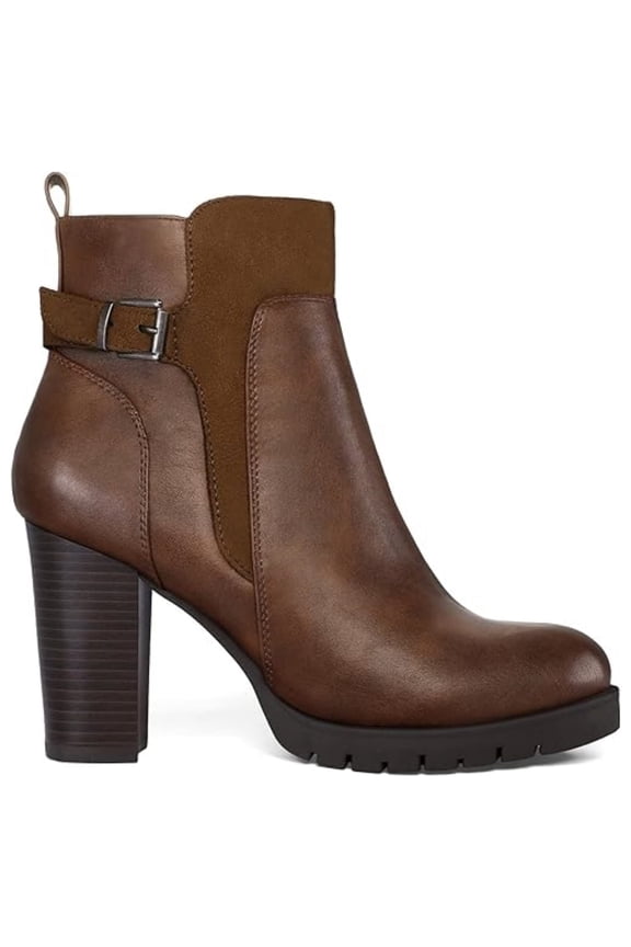 Pennysue Women's Chunky Heel Booties A1-Brown Zipper Ankle Booties Size 7.5