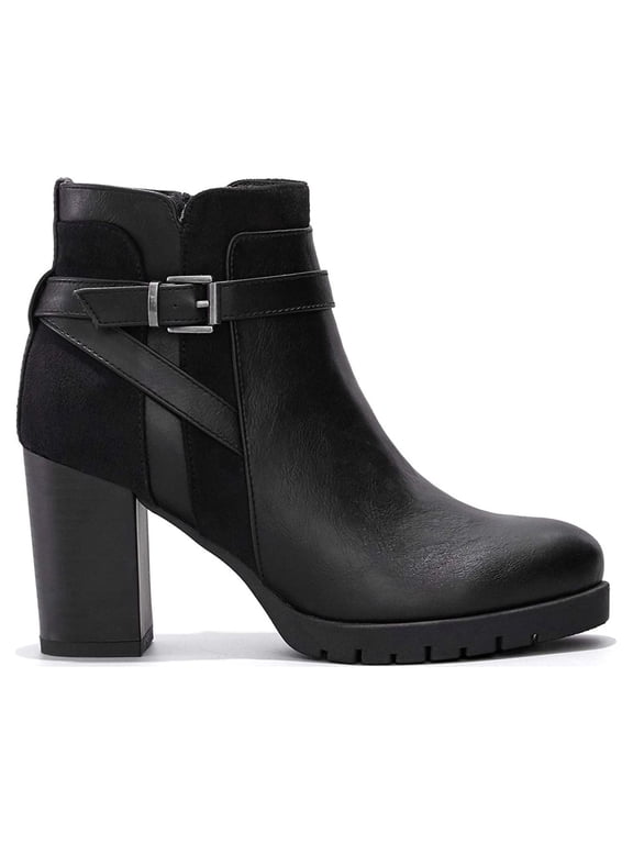 Pennysue Women's Chunky Heel Booties Black Zipper Ankle Booties Size 8
