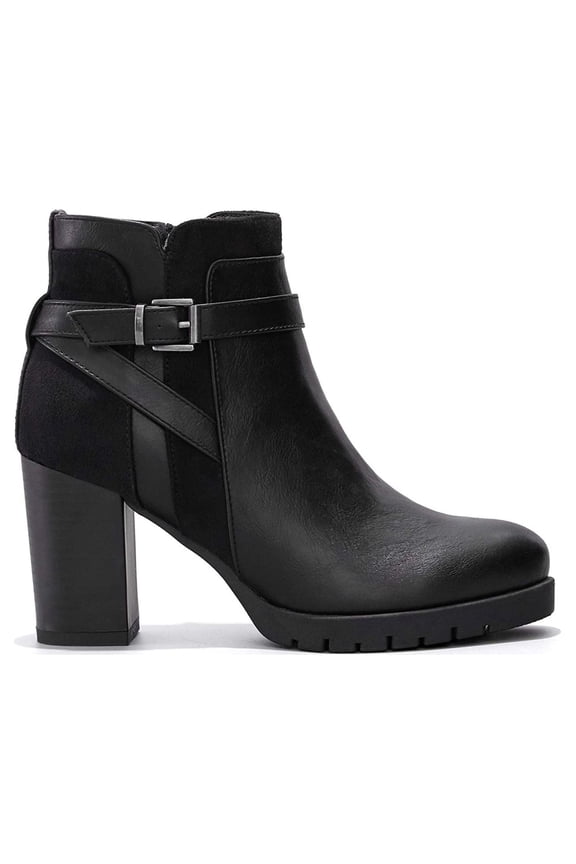 Pennysue Women's Chunky Heel Booties Black Zipper Ankle Booties Size 8