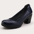 thumbnail image 1 of Pennysue Women's Low Chunky Heel Pumps Navy Closed Toe Shoes 11M, 1 of 7