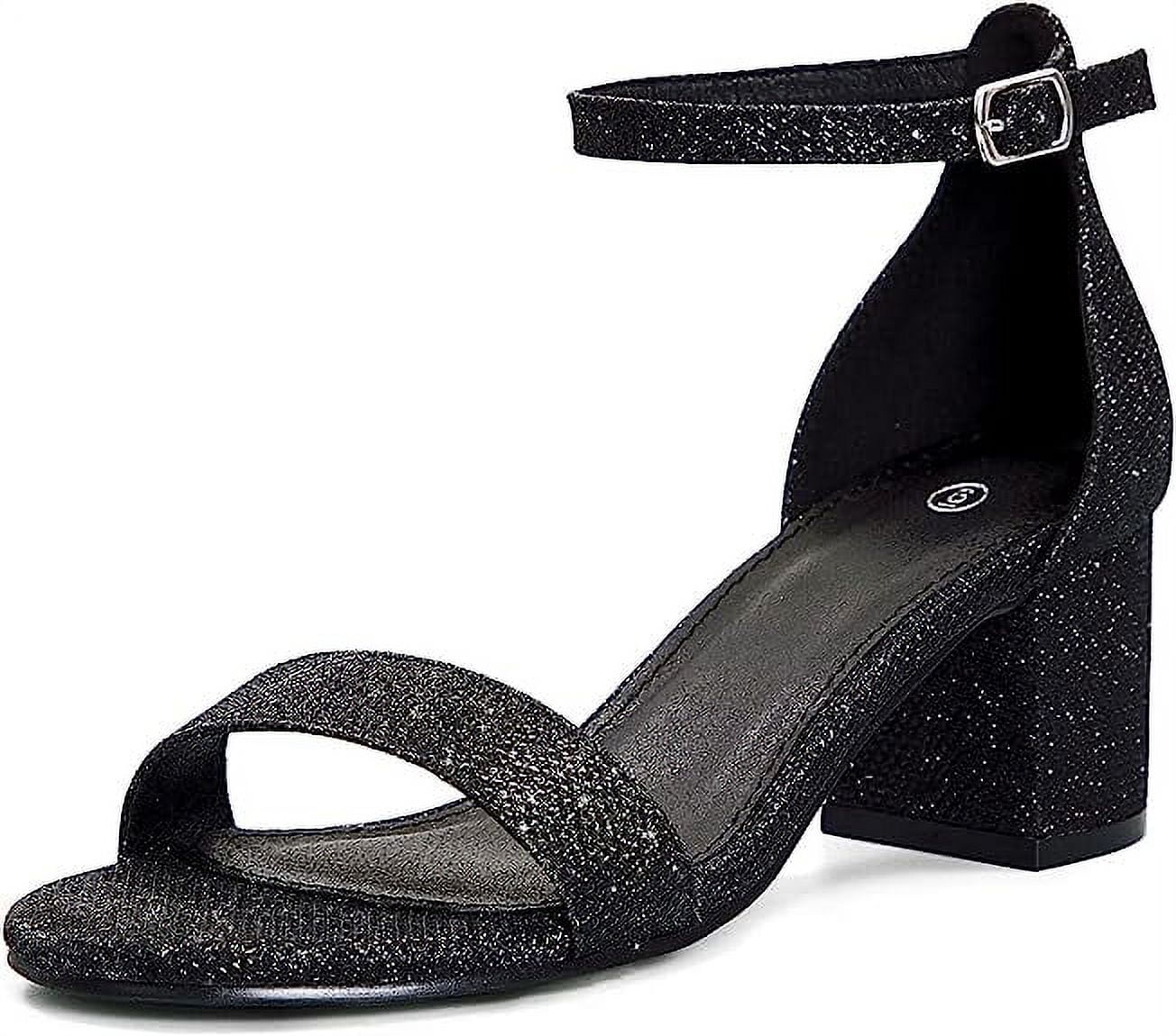 Women's Glitter Low Heels Sandals Fashionable Open Toe Ankle - Temu United  Arab Emirates