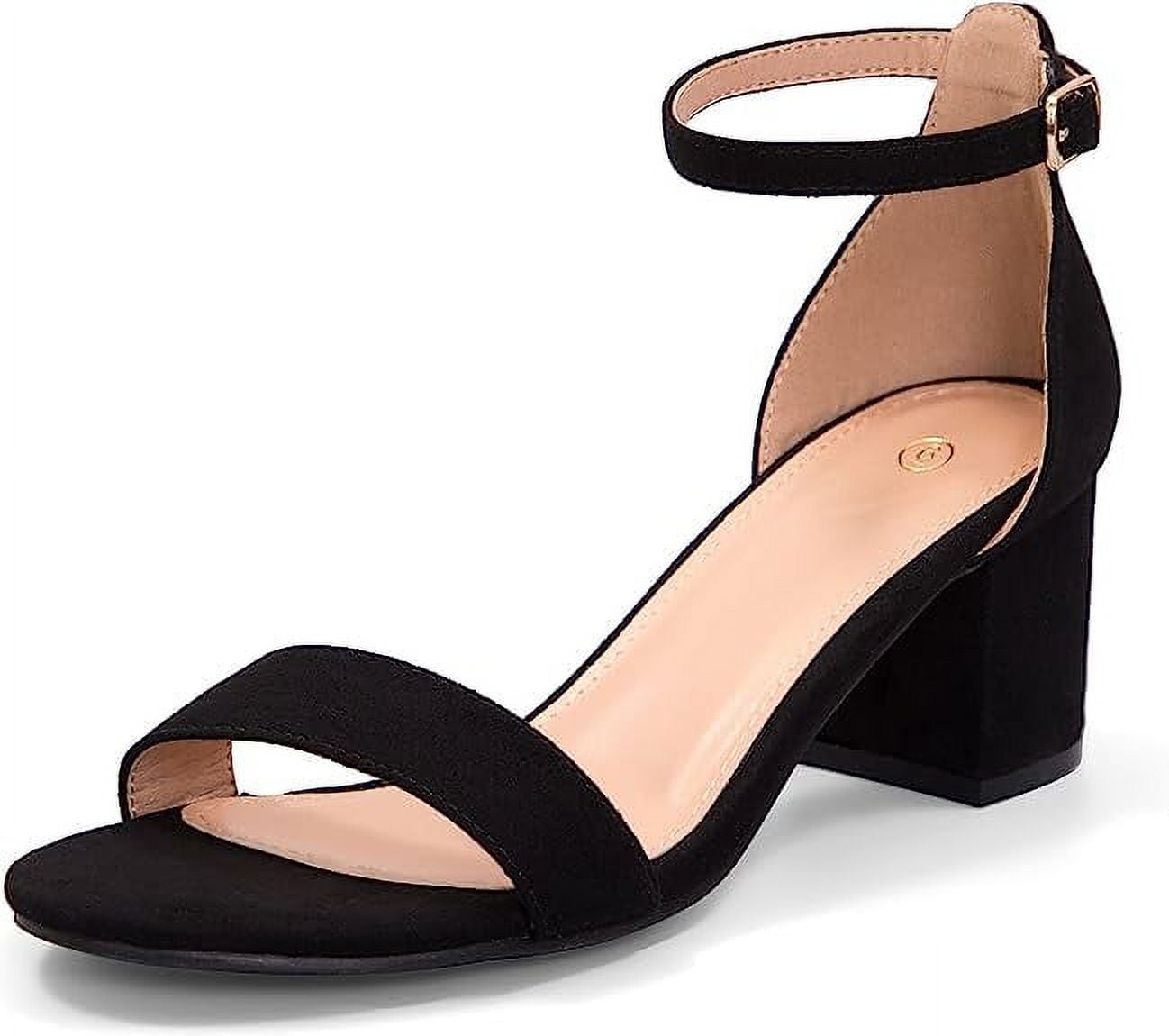 Amazon.com | Soireelady Women's Ankle Strap Pumps D'Orsay Mid Block Chunky Heels  2Inch Close Toe Dress Wedding Comfort Shoes Black US 5 | Pumps