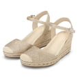 thumbnail image 1 of Pennysue Women's Espadrilles Wedge Sandals Gold Platform Ankle Strap Sandals Size 7M, 1 of 9