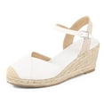 thumbnail image 1 of Pennysue Women's Espadrilles Wedge Sandals Off-white Platform Ankle Strap Sandal Size 9M, 1 of 7