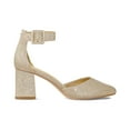 thumbnail image 1 of Pennysue Women's Gold Pointy Low Chunky Heels With Ankle Strap Size 9.5, 1 of 7