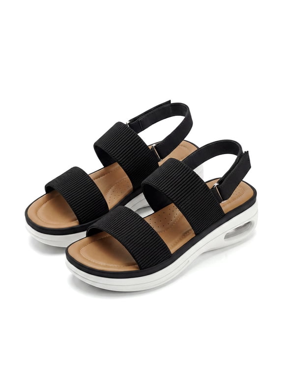 Pennysue Women's Hiking Sandals Comfortable Air Cushion Platform Elastic Ankle Strap Outdoor Summer Shoes