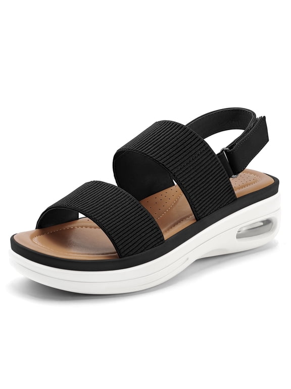 Pennysue Women's Hiking Sandals Comfortable Air Cushion Platform Elastic Ankle Strap Outdoor Summer Shoes