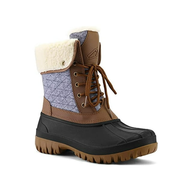 Pennysue Women's Insulated Snow Boots Brown Midcalf Winter Boots Lace