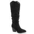 thumbnail image 1 of Pennysue Women's Knee-High Booties Black Mid Chunky Heel Slouchy Boots With Side Zippers Boots 8M, 1 of 5
